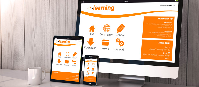 Plataformas e-learning en diferentes dispositivos.