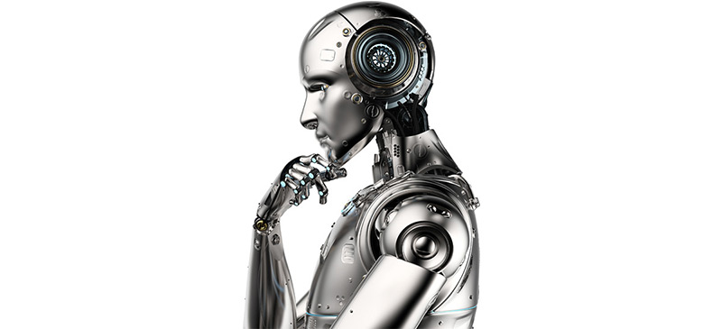 Ilustración de robot con inteligencia artificial pensando.