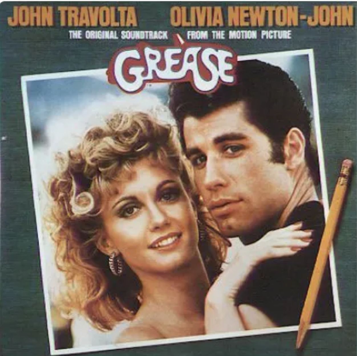 Cartel de Grease con Jhon Travolta y Olivia Newton