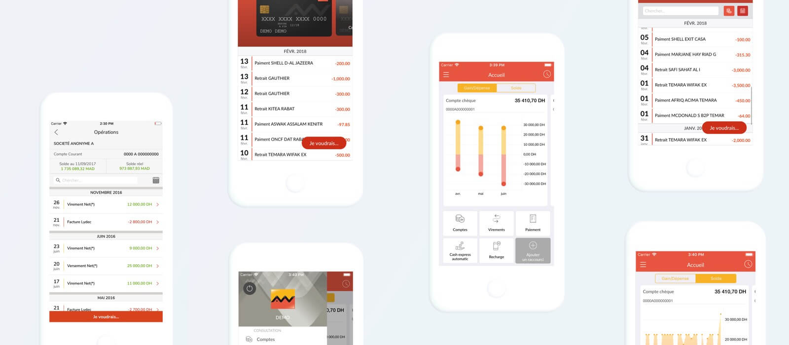  Babel Multiexperience Development Attijariwafa. Design of several mockups for the mobile application