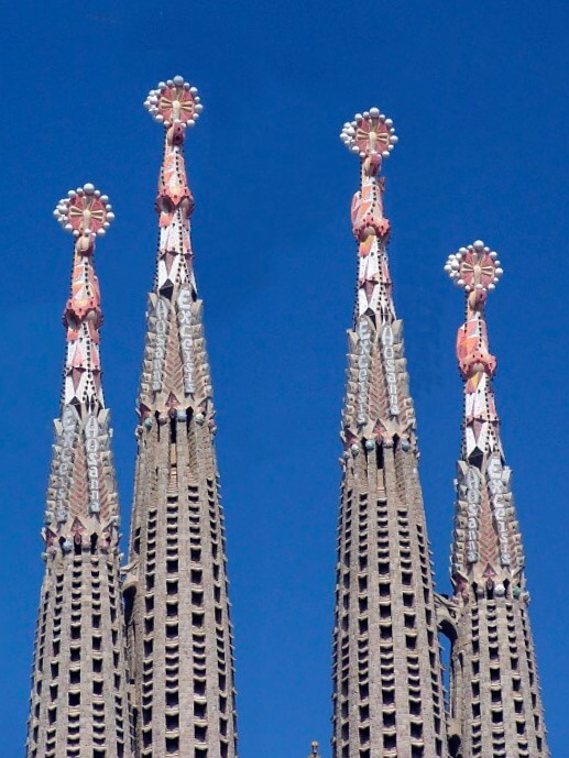 BABEL Barcelona Office. Catalonia. Spain. Image of 4 of the towers of the Sagrada Familia