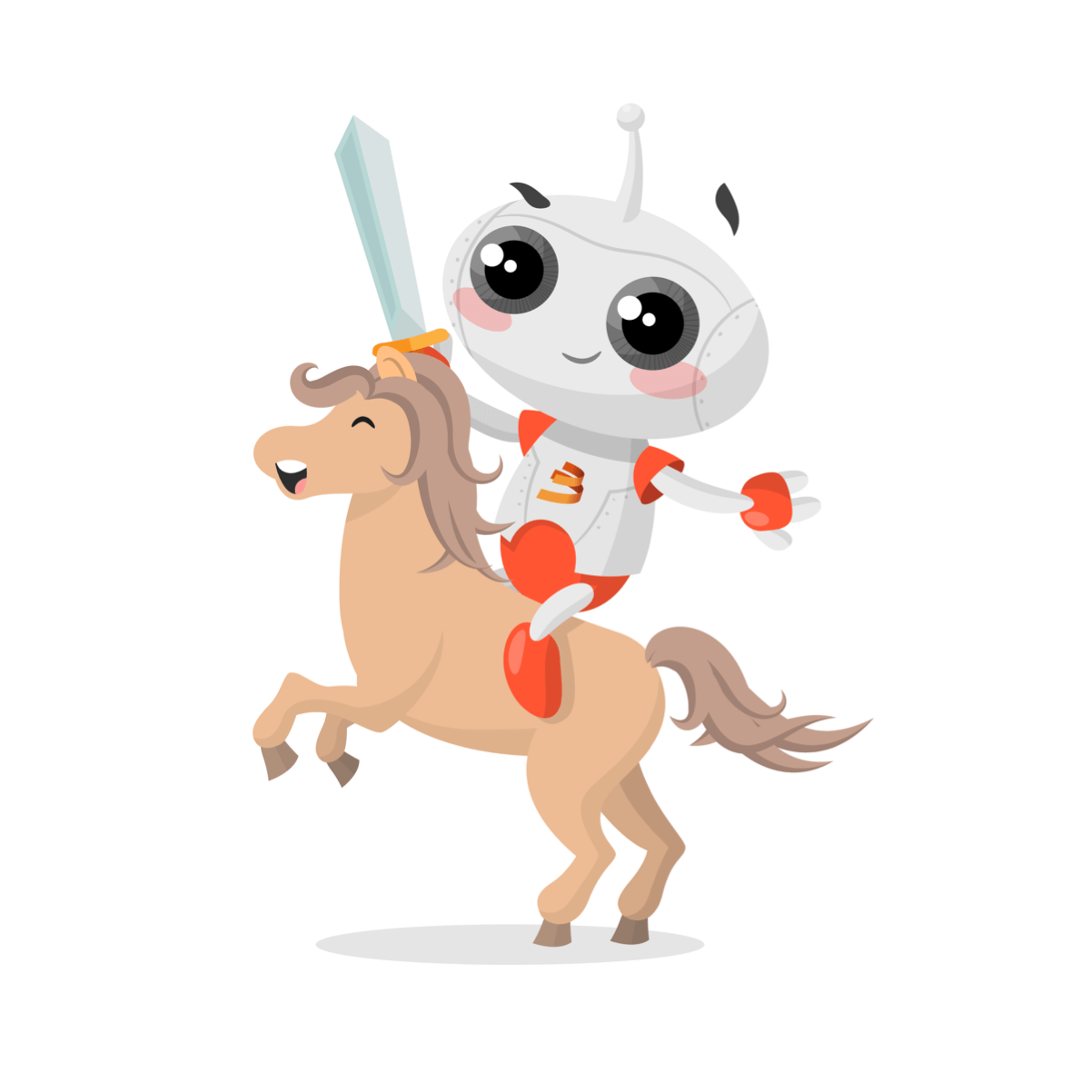 Hopper on horseback with a sword