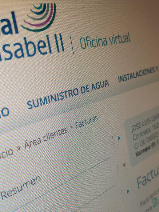  Babel Utilities and Energy Canal Isabel II. Detail of the Invoices screen of the Client Area of ​​the Canal de Isabel II website