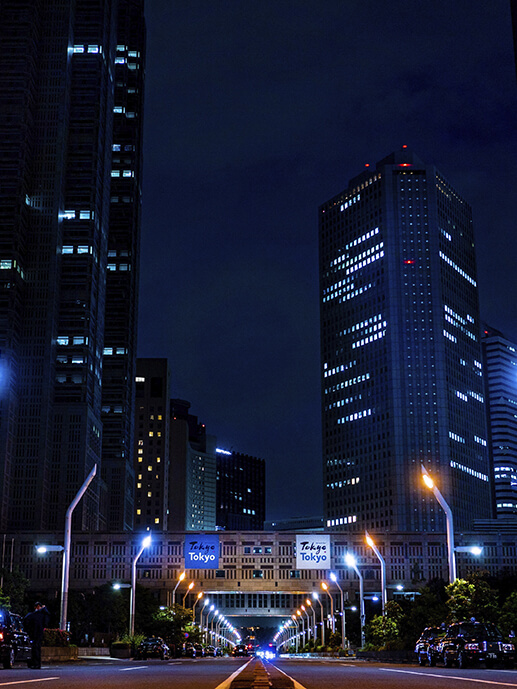 Babel Gobierno Digital. Una ciudad con rascacielos y repleta de luces de noche