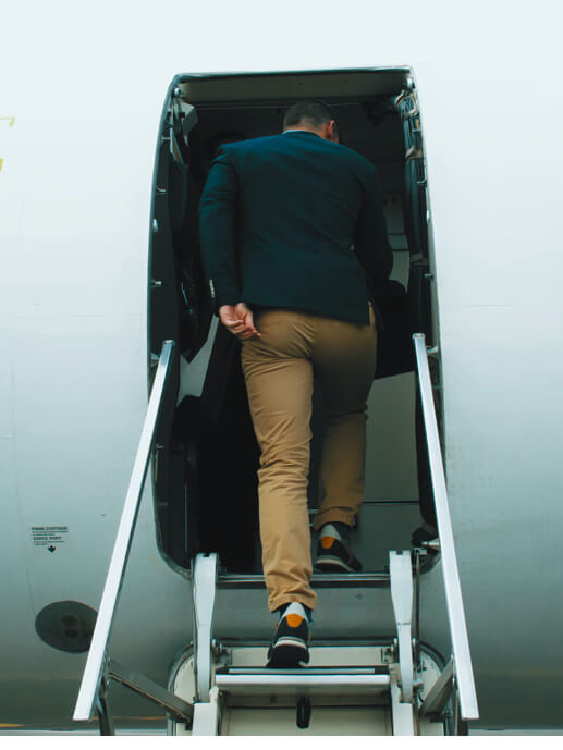 Babel Products Solutions Orion. Man boarding a plane